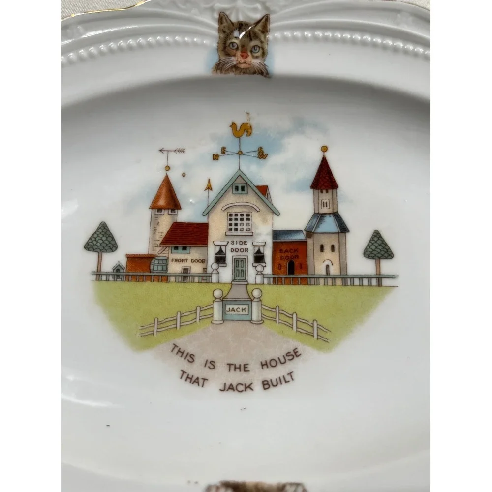 Edwin M Knowles Ironstone Childs Plate This Is The House That Jack Built 9.75